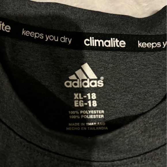 ADIDAS gray & neon green climalite short sleeve TSHIRT size XL-18 (youth) - Picture 2 of 4